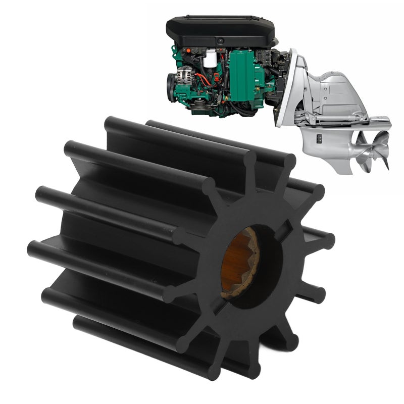 Water Pump Impeller: 12 Blades Copper & Rubber Material - High Wear Resistant Marine Impeller Replacement for GM 454, Ford 351 Marine Engine Cooling, Water Transfer, Bilge Water Pumping - Image 2