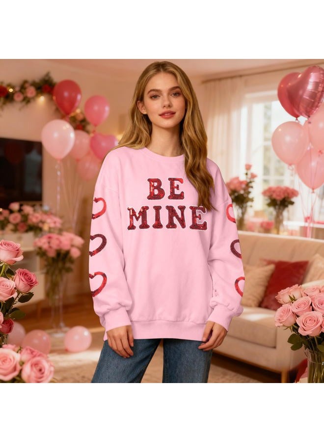 MYHALF Valentines Love Heart Sweatshirts: Womens Valentine Sweatshirts Casual Lovely Graphic Long Sleeve Pullover Tops, Pink B, S - Image 4
