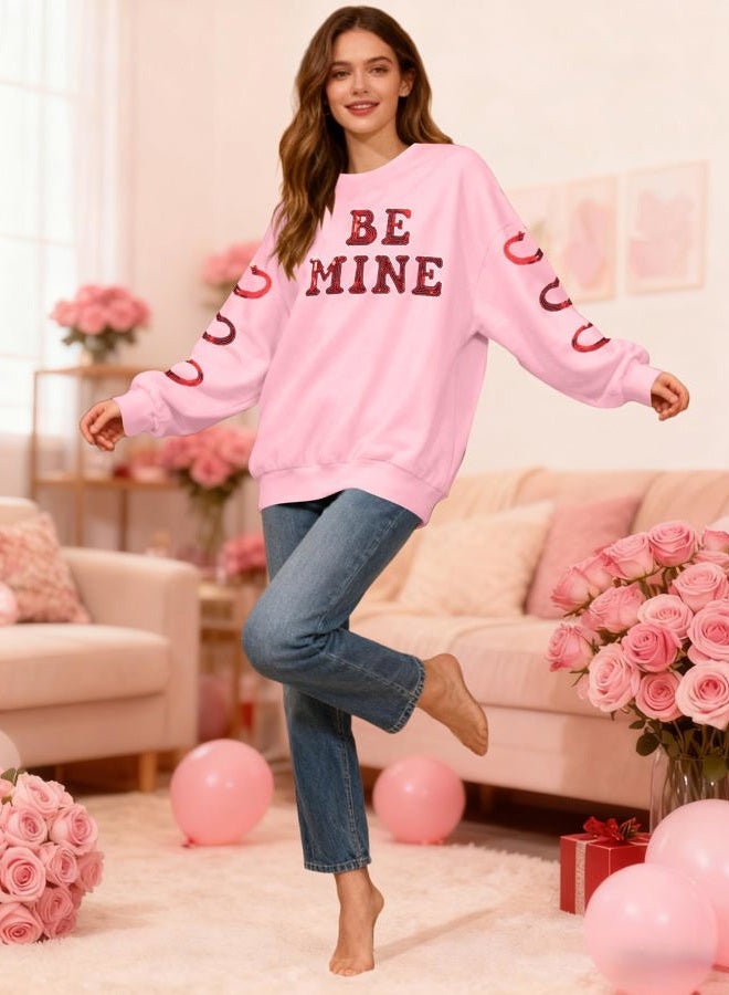 MYHALF Valentines Love Heart Sweatshirts: Womens Valentine Sweatshirts Casual Lovely Graphic Long Sleeve Pullover Tops, Pink B, S - Image 5