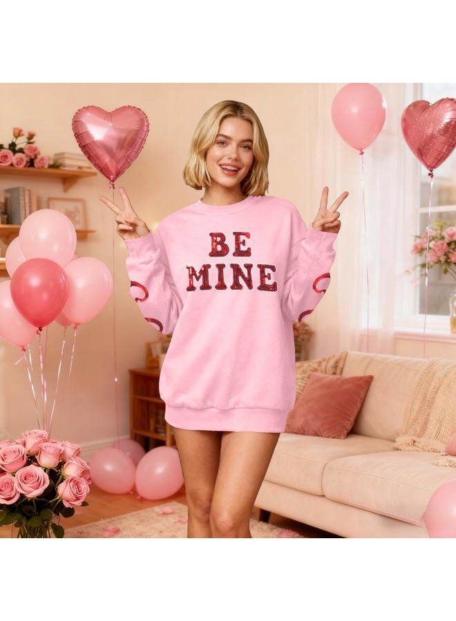 MYHALF Valentines Love Heart Sweatshirts: Womens Valentine Sweatshirts Casual Lovely Graphic Long Sleeve Pullover Tops, Pink B, S - Image 3