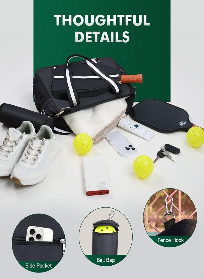 Movker Pickleball Tote Bag for Women Men with Racket Cover Pocket External Ball Bag and Adjustable Shoulder Strap Fence Hook - Image 2