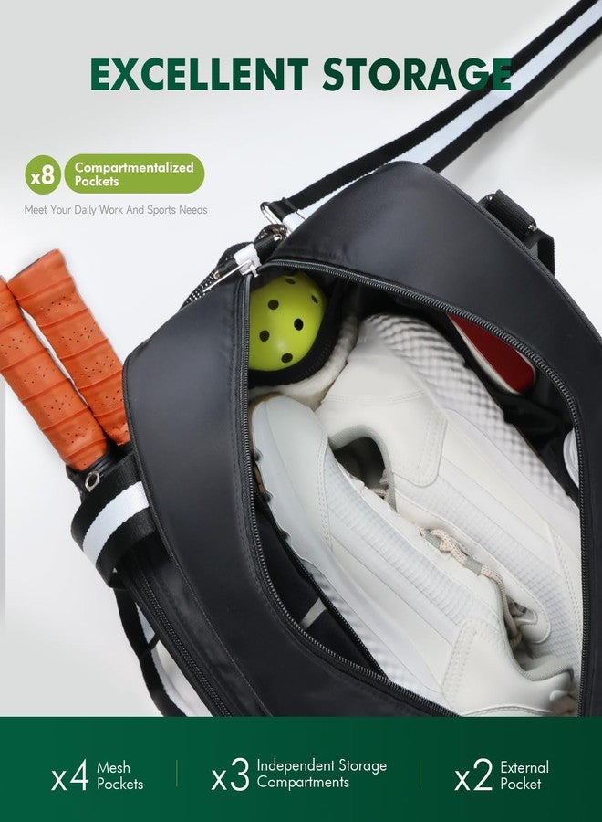 Movker Pickleball Tote Bag for Women Men with Racket Cover Pocket External Ball Bag and Adjustable Shoulder Strap Fence Hook - Image 4