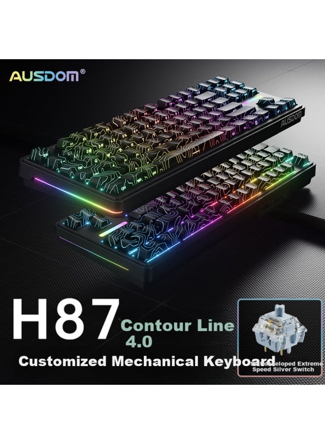 Ausdom H87 Mechanical Keyboard With High-line Wireless Bluetooth Wired Three-mode Gasket Customization 6-layer Filling Gaming E-sports Office Home Computer 10000mah High-speed Silver Axis - Image 1