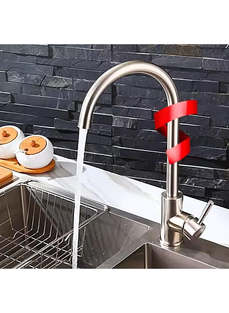 Stainless Steel Kitchen Faucet Tap, Kitchen sink faucet in chrome, single handle Deck mounted Hot & Cold water taps, 1.3kg Heavy Duty, 360 Degree Rotating (Chrome)  - Image 1