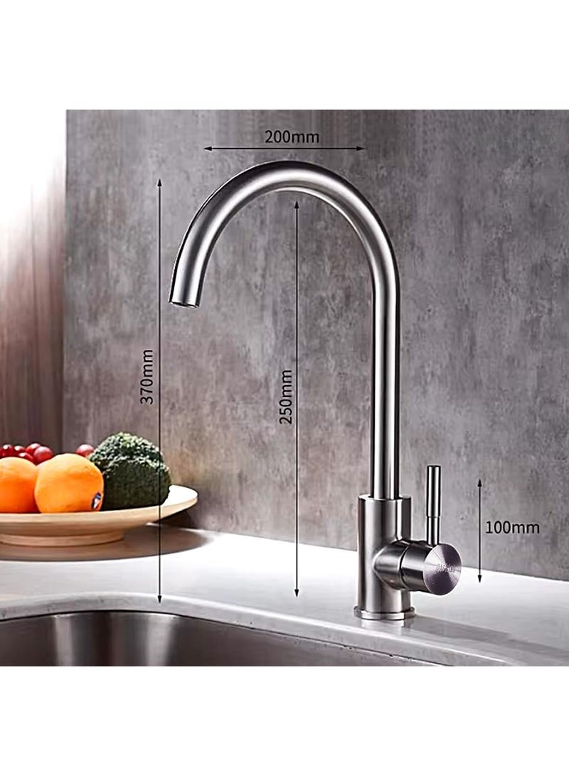 Stainless Steel Kitchen Faucet Tap, Kitchen sink faucet in chrome, single handle Deck mounted Hot & Cold water taps, 1.3kg Heavy Duty, 360 Degree Rotating (Chrome)  - Image 3