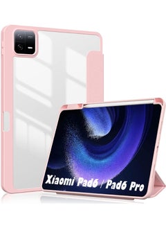 Pad 6/Pad 6 Pro Case 11.0 inch Auto Wake & Sleep Slim Trifold Stand Case Cover with Pencil Holder Clear Trasparent Back Shell Csae for Xiaomi Pad 6