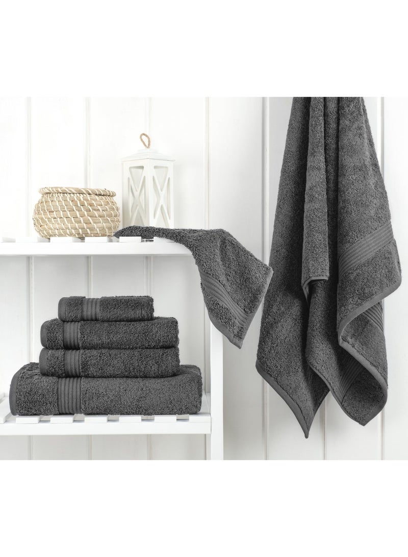 Safi Plus Towel Set Luxury Hotel Quality 500 GSM Genuine Combed Cotton, Super Soft & Absorbent Family Bath Towels 6 Piece Set -  2 Bath Towels, 2 Hand Towels, 2 Washcloths - Dark Grey - Image 2