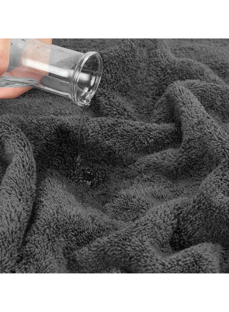 Safi Plus Towel Set Luxury Hotel Quality 500 GSM Genuine Combed Cotton, Super Soft & Absorbent Family Bath Towels 6 Piece Set -  2 Bath Towels, 2 Hand Towels, 2 Washcloths - Dark Grey - Image 5