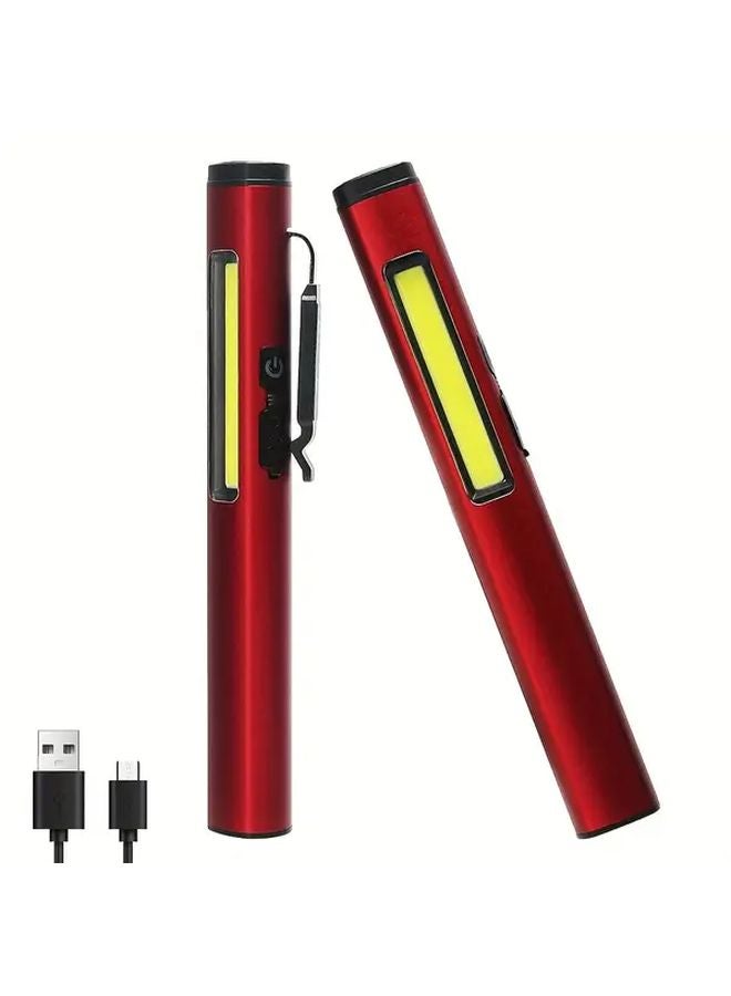 مصباح عمل LED أسود ثنائي الضوء ثقيل الواجب مع رأس مغناطيسي ومنفذ USB وضوء كليب COB - Image 3