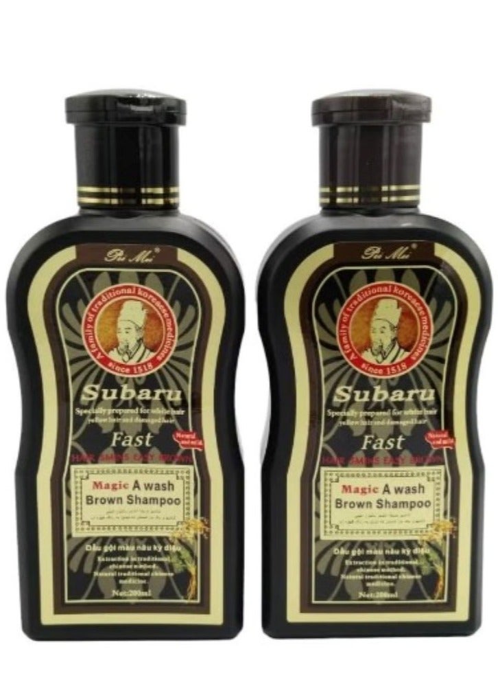Subaru Brown Hair Dye Shampoo 2 pieces 200 ml - Image 2