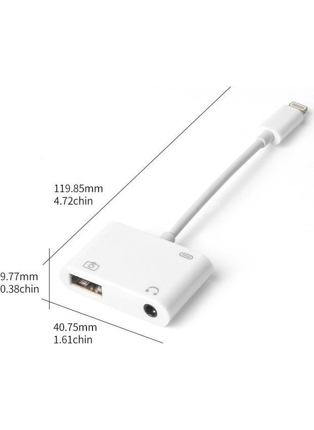 iPhone Lightning 3.5 mm Headphone and USB 3.0 Camera Hub Adapter