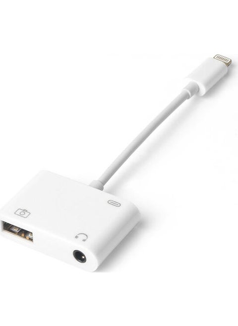 iPhone Lightning 3.5 mm Headphone and USB 3.0 Camera Hub Adapter