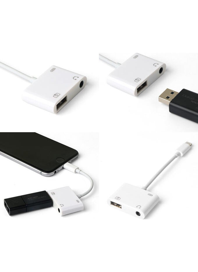 iPhone Lightning 3.5 mm Headphone and USB 3.0 Camera Hub Adapter