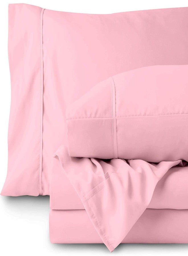BEVI Home Bedsheet 260 TC Plain and Solid Microfiber 1 Single Bedsheet with 1 Pillow Cover Baby Pink - Image 3