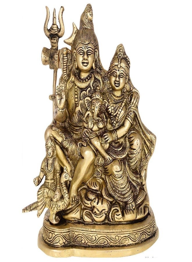 Kartique Brass Shiv Parivar Idol | Antique Finish Shiv Parvati Murti for Home, Pooja Room, and Decoration | Statue Height 7.75 Inch - Image 3