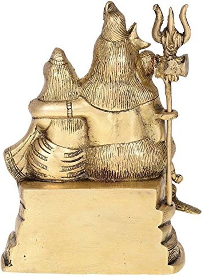 Kartique Brass Shiv Parivar Idol | Antique Finish Shiv Parvati Murti for Home, Pooja Room, and Decoration | Statue Height 7.75 Inch - Image 2