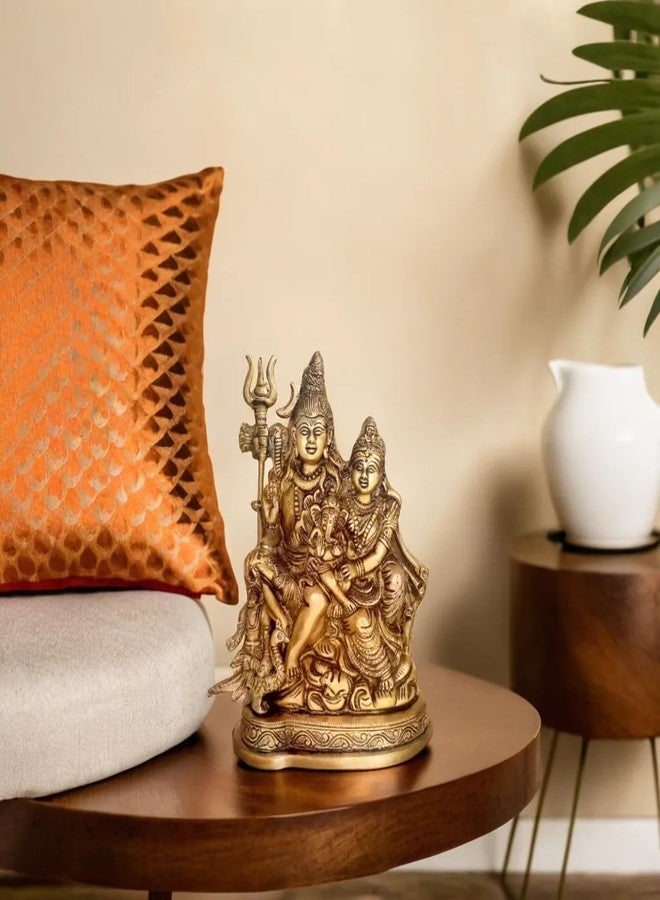 Kartique Brass Shiv Parivar Idol | Antique Finish Shiv Parvati Murti for Home, Pooja Room, and Decoration | Statue Height 7.75 Inch - Image 4