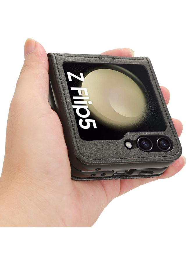 S-TOP Case For Samsung Galaxy Z Flip5 Magnetic Buckle Retro Texture Leather Phone Case - Image 5