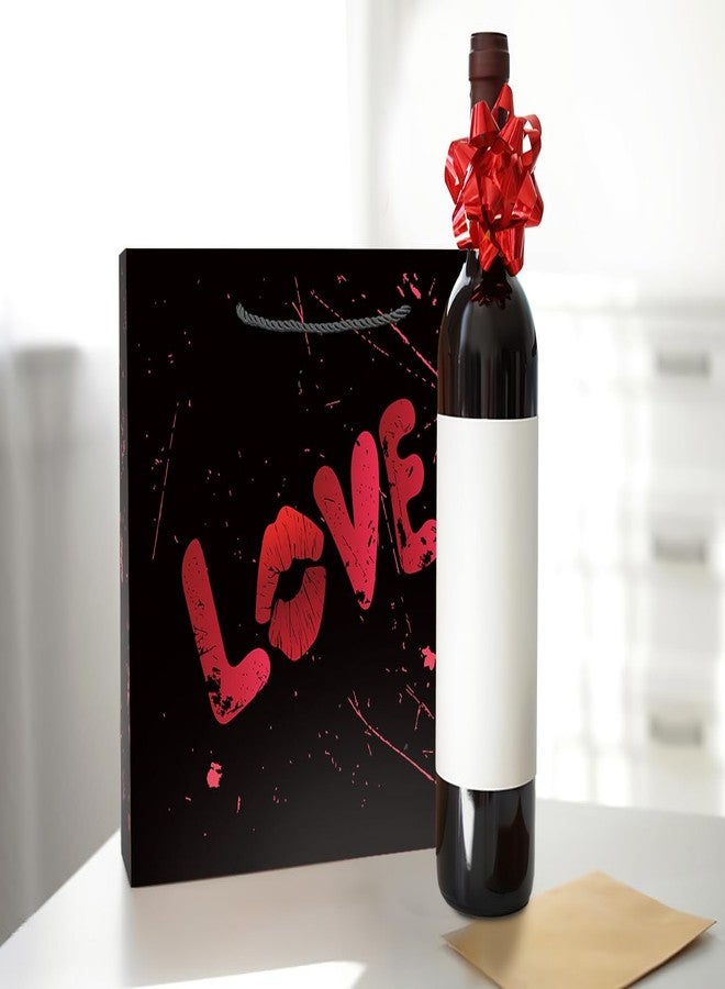 Linelglobal Large Black Valentine Gift Bag with Wrapping Paper for Women Men, Anniversary Bag 12.6" Heart Love - Image 3