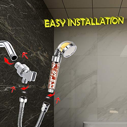 SEANADO Vitamin C Filter Shower Head with Hose & 3 Replacement Balms - Handheld High Pressure Filtered Shower Head - Hard Water Softener with Citrus Smell for Dry Skin, Reduce Residual Impurities in Water - Image 3