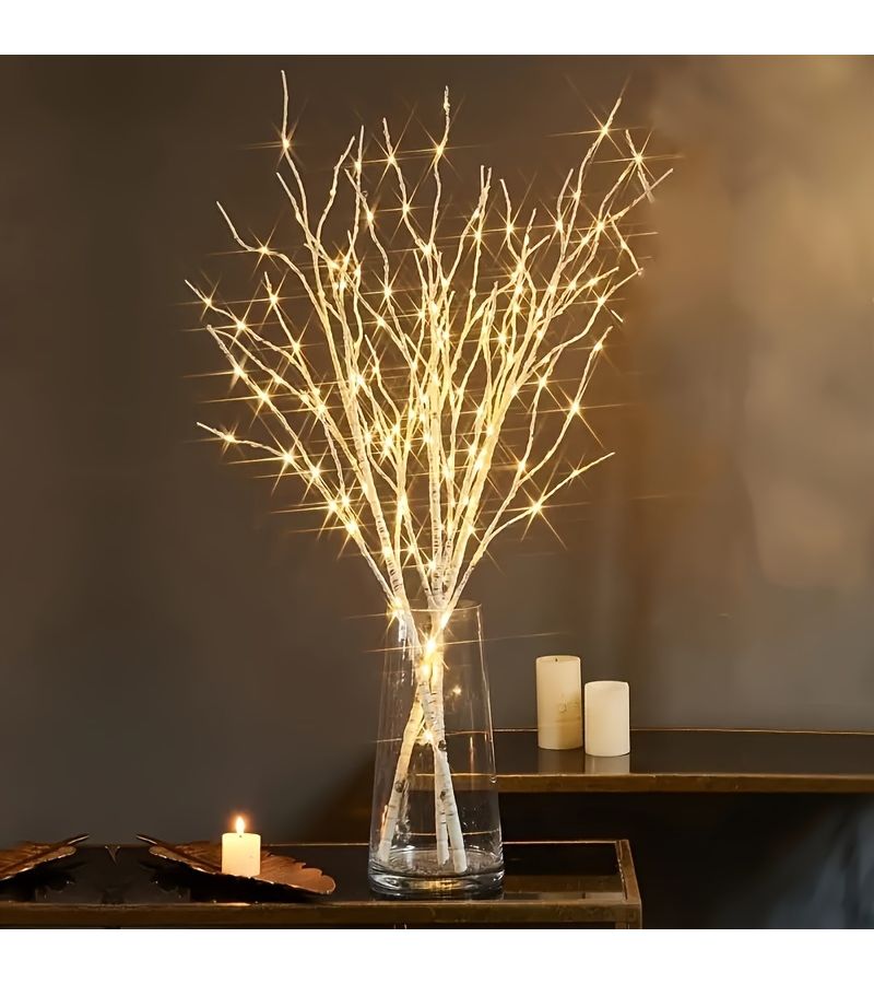 2pcs Brown Artificial Branch Lights Each With 20 LED Bulbs Durable Plastic Battery Powered Indoor Home Wedding Party Decor - Image 3
