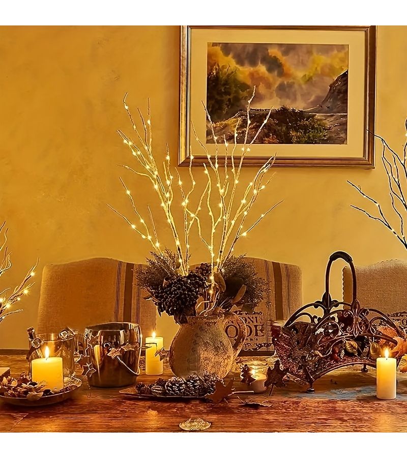 2pcs Brown Artificial Branch Lights Each With 20 LED Bulbs Durable Plastic Battery Powered Indoor Home Wedding Party Decor - Image 4