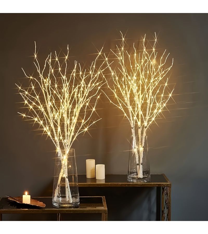2pcs Brown Artificial Branch Lights Each With 20 LED Bulbs Durable Plastic Battery Powered Indoor Home Wedding Party Decor - Image 2