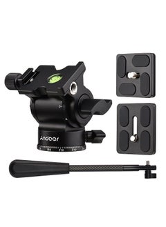 ANDOER Compact Camera Video Fluid Head Pan Tilt Tripod Head Panorama Ballhead Tripod Mount Aluminum Alloy 1/4 Inch Screw 10kg/22lbs Load Capacity with Detachable Handle 2pcs Quick Release Plate  - Image 1