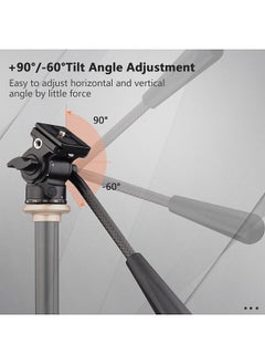 ANDOER Compact Camera Video Fluid Head Pan Tilt Tripod Head Panorama Ballhead Tripod Mount Aluminum Alloy 1/4 Inch Screw 10kg/22lbs Load Capacity with Detachable Handle 2pcs Quick Release Plate  - Image 3