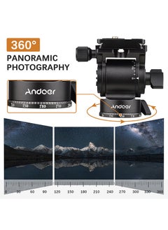 ANDOER Compact Camera Video Fluid Head Pan Tilt Tripod Head Panorama Ballhead Tripod Mount Aluminum Alloy 1/4 Inch Screw 10kg/22lbs Load Capacity with Detachable Handle 2pcs Quick Release Plate  - Image 2