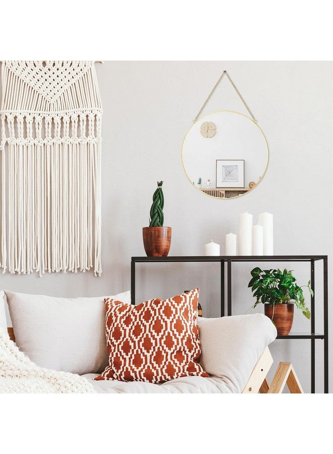 LONGWIN Hanging Wall Circle Mirror Decor Gold Geometric Mirror with Chain for Bathroom Bedroom Living Room 9.8" - Image 5