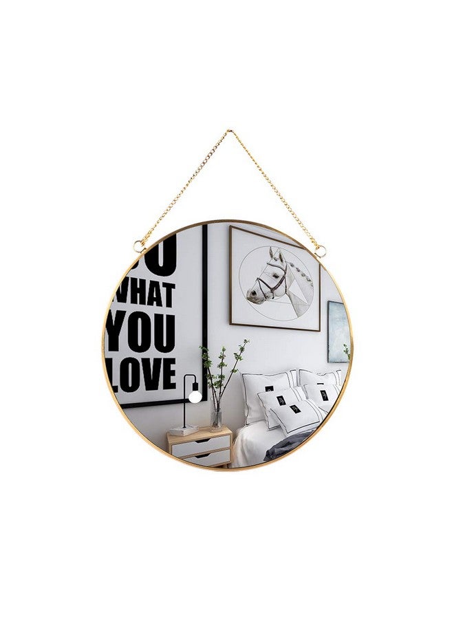 LONGWIN Hanging Wall Circle Mirror Decor Gold Geometric Mirror with Chain for Bathroom Bedroom Living Room 9.8" - Image 1