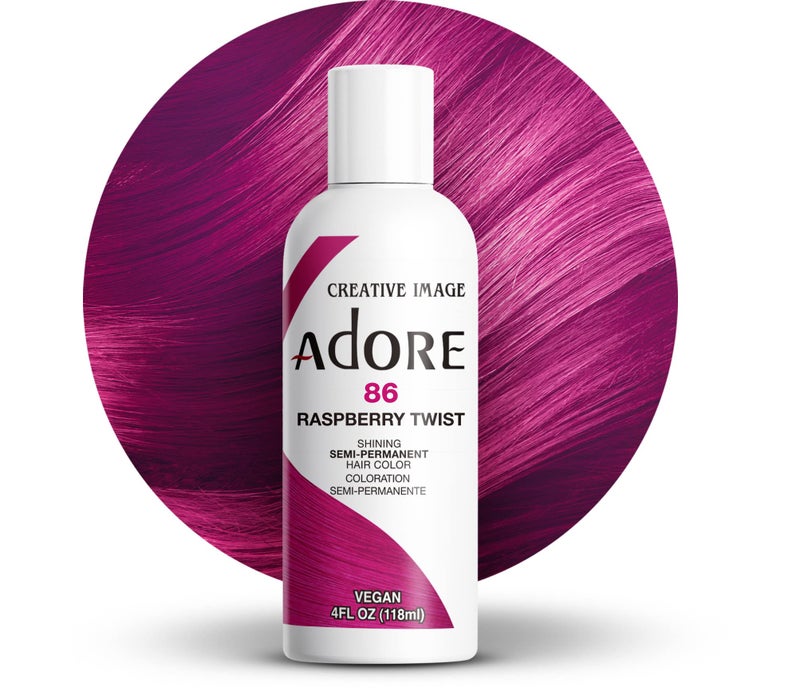 Adore Semi Permanent Hair Color (086 Raspberry Twist) | Vegan & Cruelty-Free Pink Hair Dye | No Ammonia, No Peroxide, No Alcohol | 4 Fl Oz - Image 1