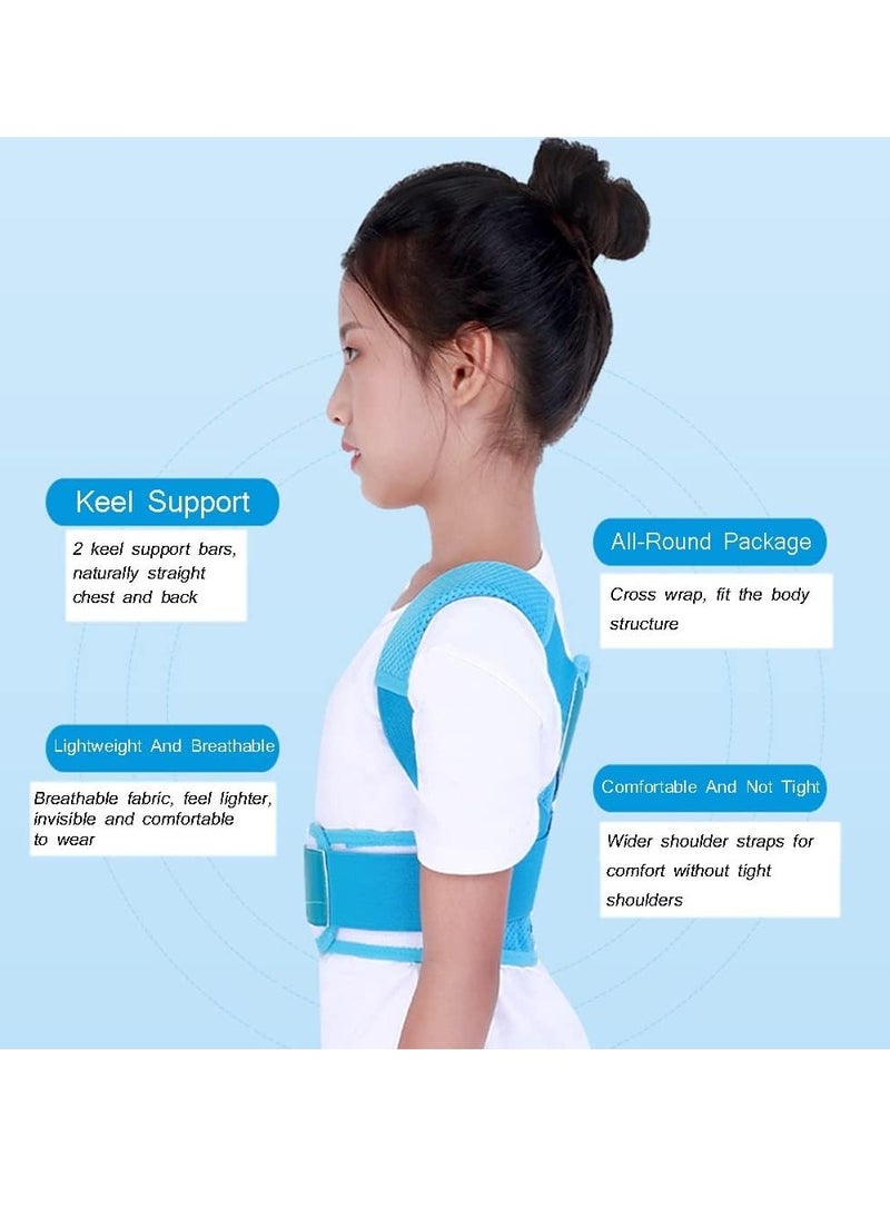 Mmmon Kid Anti Myopia Posture Corrector Student Prevent Humpback Back Posture Brace Children Back Straightener (Blue,Size L)  - Image 5