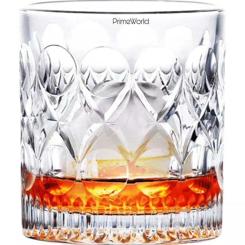 PrimeWorld طقم كؤوس ويسكي كريستال أوروبي من كريستاليريا 6 قطع - 300 مل زجاج بار لشرب البوربون، الويسكي، السكوتش، الكوكتيلات، الكونياك - كؤوس كوكتيل قديمة الطراز - Image 4