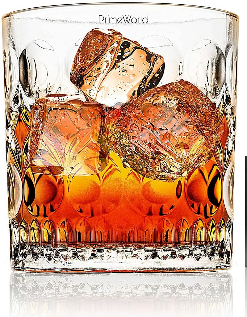 PrimeWorld طقم كؤوس ويسكي كريستال أوروبي من كريستاليريا 6 قطع - 300 مل زجاج بار لشرب البوربون، الويسكي، السكوتش، الكوكتيلات، الكونياك - كؤوس كوكتيل قديمة الطراز - Image 2