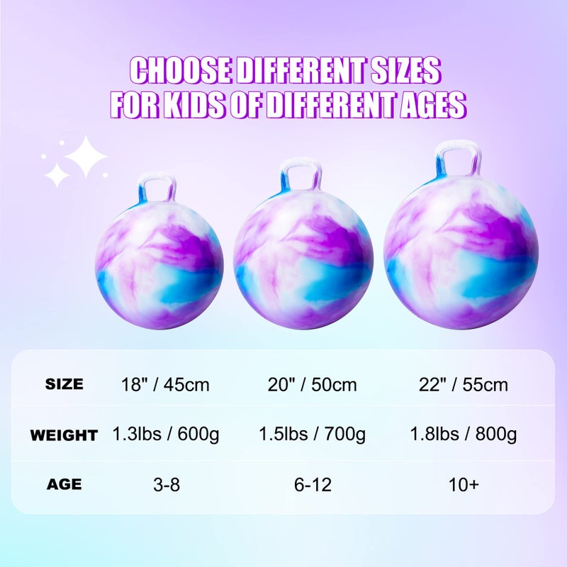ZOOJOY Hopper Ball, Hopping Toys for Kids, 18inch Bouncy Ball with Handle for Boys Girls Aged 3-8, Inflatable Clouds Bounce Hopper Toy with Pump - Image 5