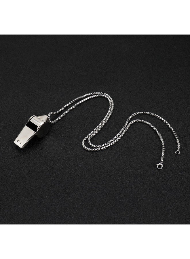 Generic Whistle Necklace Men's And Women's Coaches Do Not Fade Student Titanium Steel Whistle Pendant Sports Cheer Referee Hanging Chain Tide-Color:Multifunctional Whistle [titanium Steel Keel Chain] One Pack - Image 1