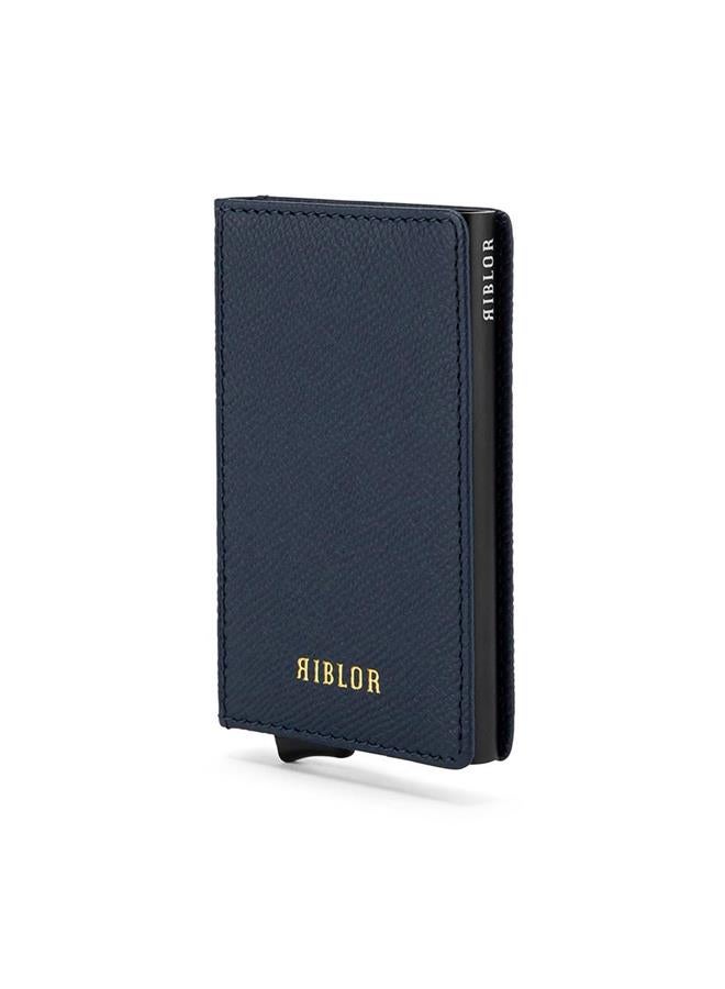 Riblor Pietro Italian Leather Popup Card Holder Navy Blue - Image 2