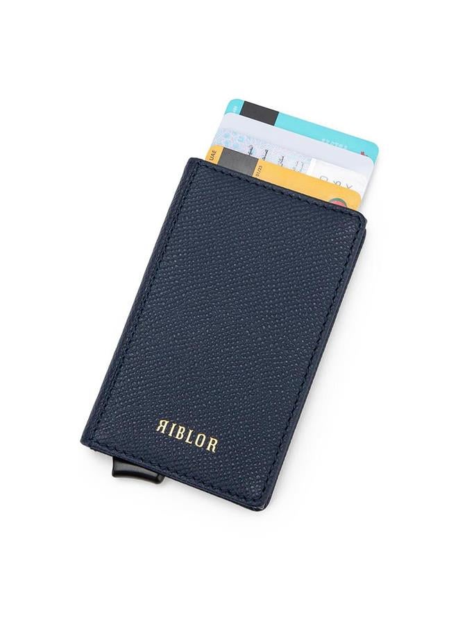 Riblor Pietro Italian Leather Popup Card Holder Navy Blue - Image 3
