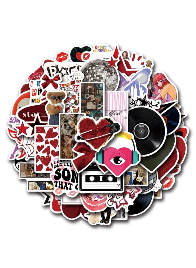 NIBEMINENT 55 Pcs Downtown Y2K Girls Deco Kit Waterproof Stickers, High Definition Printing Bright Colors, Suitable for Laptop Skateboard Luggage Water Bottle Guitar DIY - Image 1