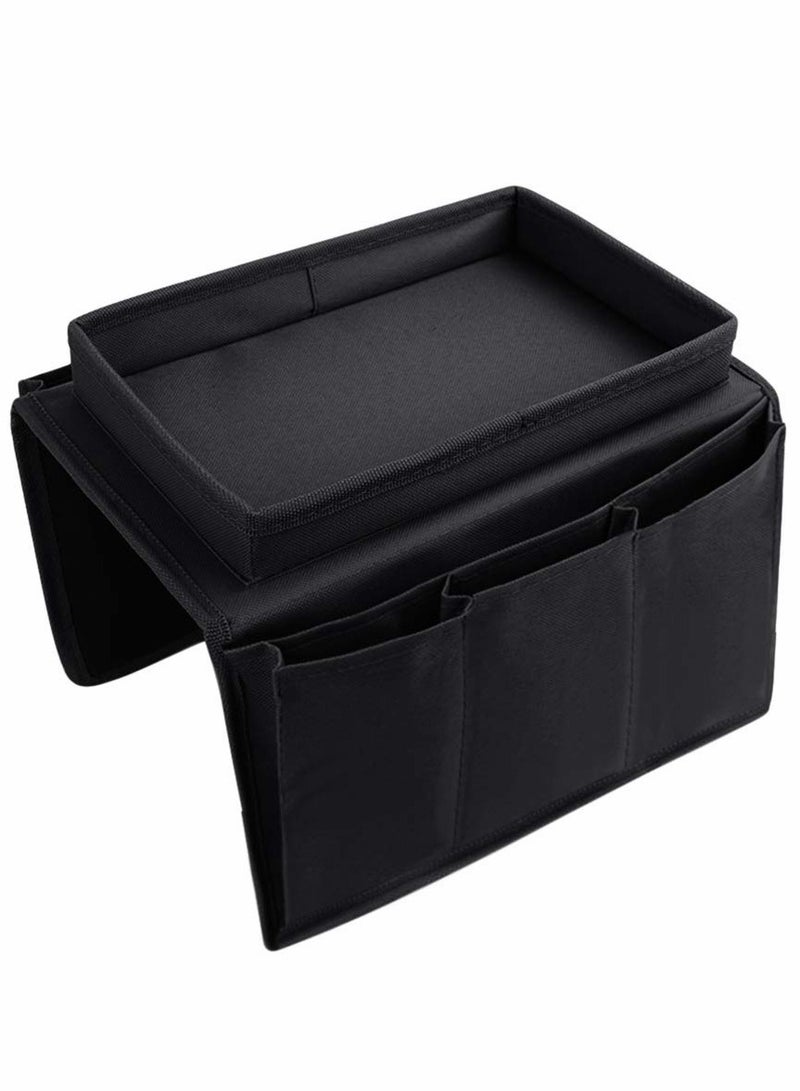 Sofa Armrest Organizer with Cup Holder  Tablet Book Magazines Drinks Holder Pouch Tray Chair Arm TV Remote Holder for Recliner Couch Armchair Caddy Bedside Storage Pockets Bag for Cellphone  - Image 4