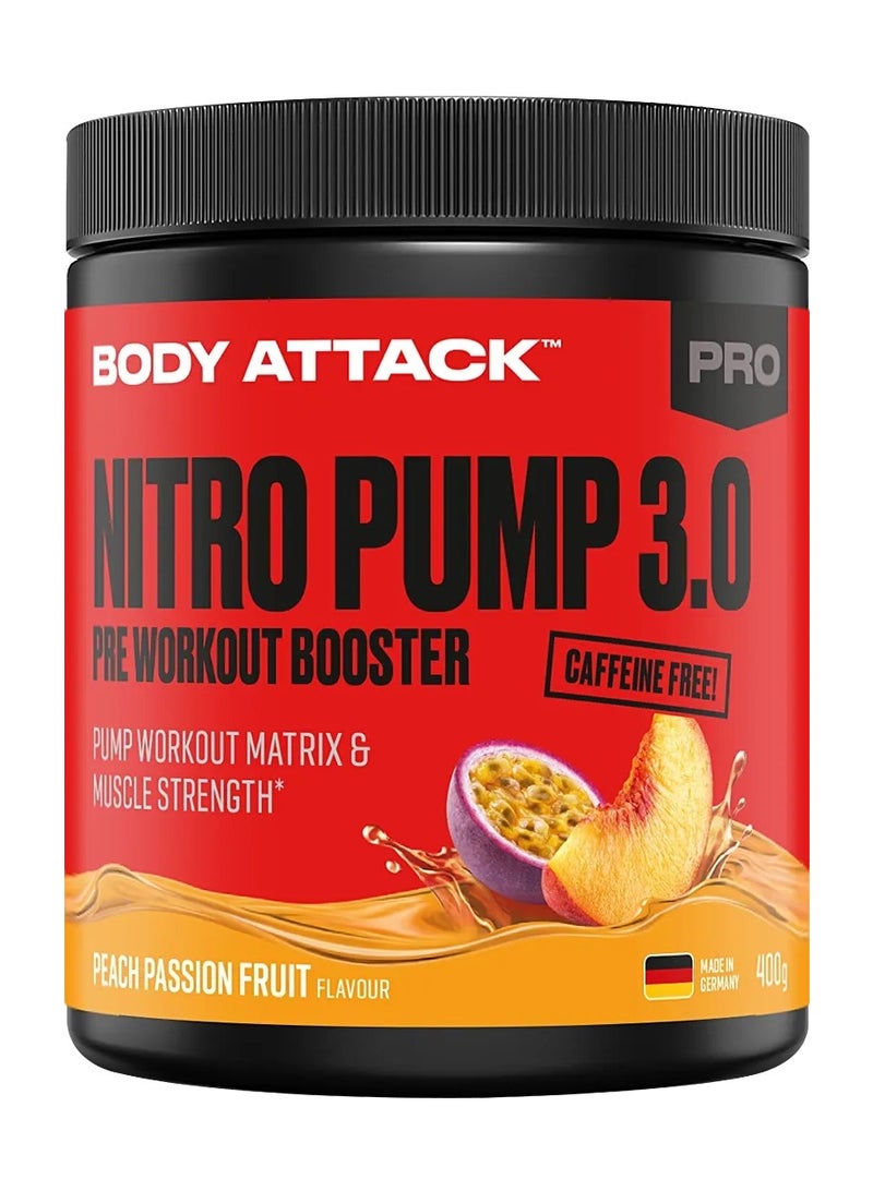 Nitro Pump 3.0 Pre-Workout Booster Caffeine Free 400g - Peach Passion Fruit