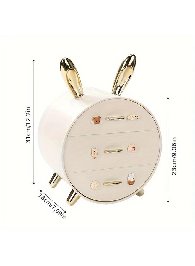 Colorful Golden Plating Little Rabbit Hairpin Desktop Storage Box Multi Layer Drawer Cosmetic Organizer - Image 3