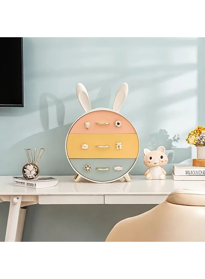 Colorful Golden Plating Little Rabbit Hairpin Desktop Storage Box Multi Layer Drawer Cosmetic Organizer - Image 4