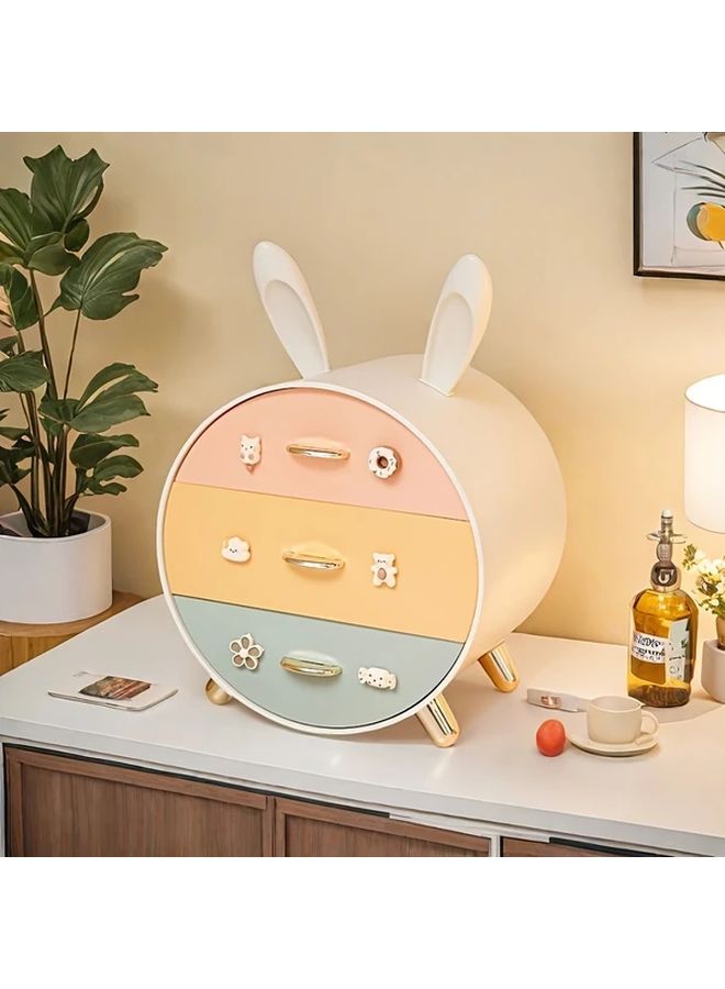Colorful Golden Plating Little Rabbit Hairpin Desktop Storage Box Multi Layer Drawer Cosmetic Organizer - Image 1