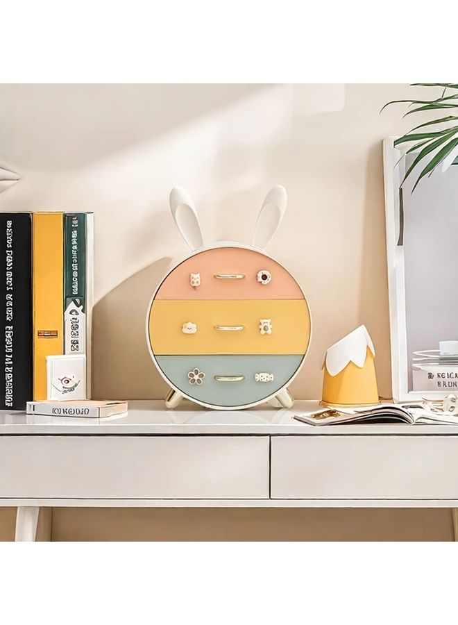 Colorful Golden Plating Little Rabbit Hairpin Desktop Storage Box Multi Layer Drawer Cosmetic Organizer - Image 2