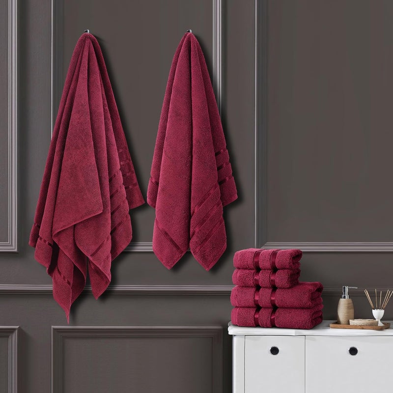 SPREAD SPAIN 100 Cotton Towels for Bath Towels for Bath Large Size Roman Bath Towel Soft Fluffy and Absorbent 600 GSM 1 Piece Bath Towel for MenWomen 75 cms x 150 cms Marsala New - Image 4