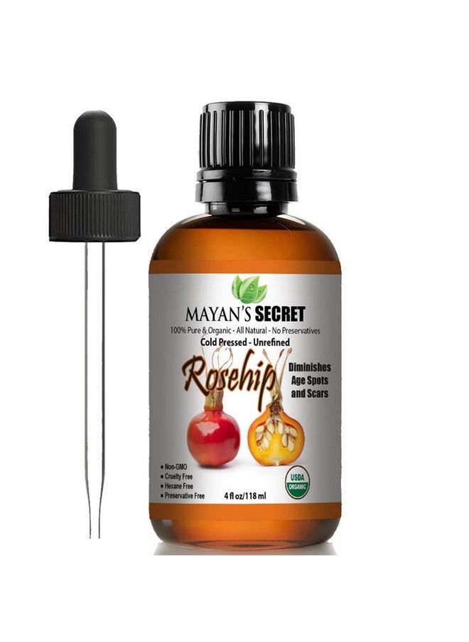 Mayan's Secret Mayan's Secret Rosehip Seed Oil USDA Certified Organic, Cold Pressed, Unrefined. Reduce Acne Scars. Essential Oil for Face, Nails, Hair, Skin. Therapeutic AAA+ Grade  - Image 1