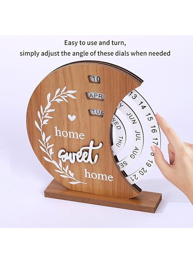 general Timeless Calendar, Timeless Wood Wall Calendar, Manual Rotating Moon Disc Calendar, Vintage Wooden Timeless Calendar for Desks, Office, Home Decoration - Image 2